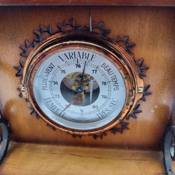 Vintage Verdun France Wood House Barometer 8 1/2" Tall - Picture 4 of 8